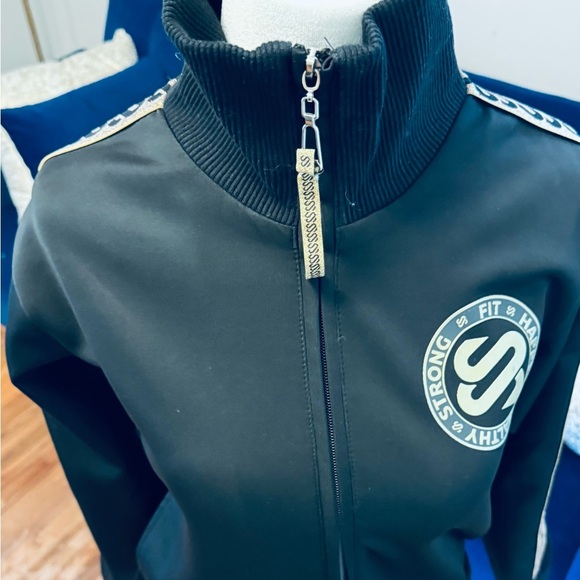 Black Zip-Up Jacket with Gold Accents - Picture 7 of 7